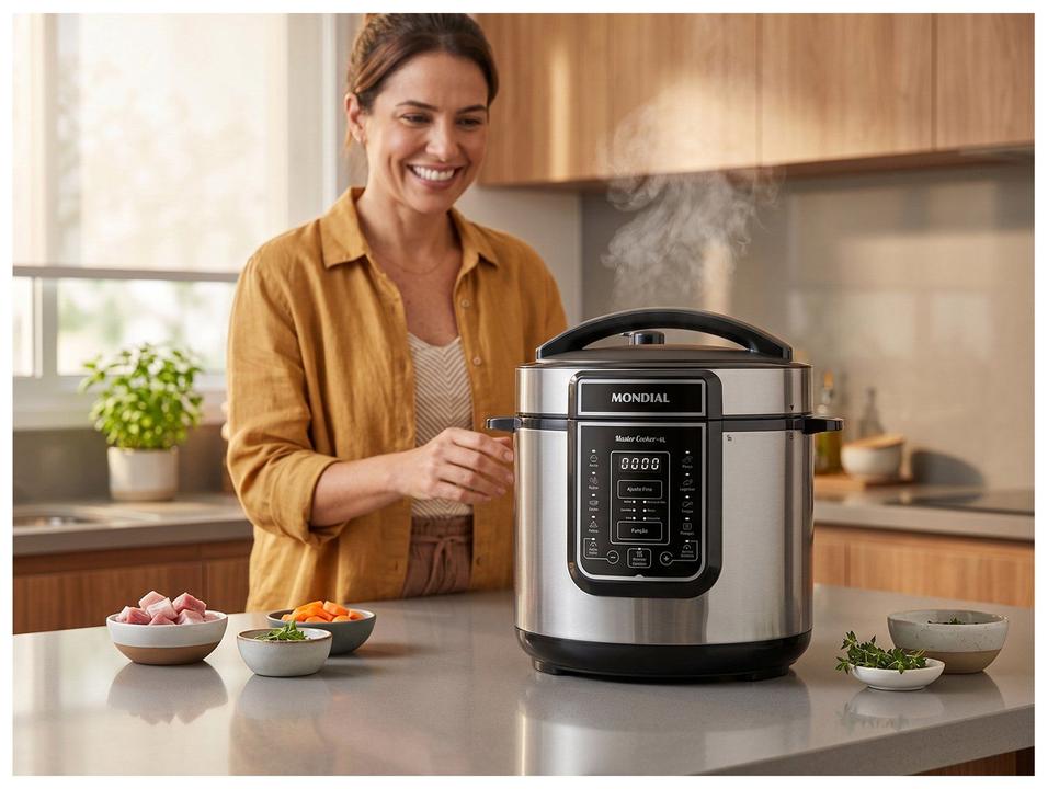 Panela de Pressão Elétrica 6L Mondial Digital Master Cooker PE-60-6L-I - 1