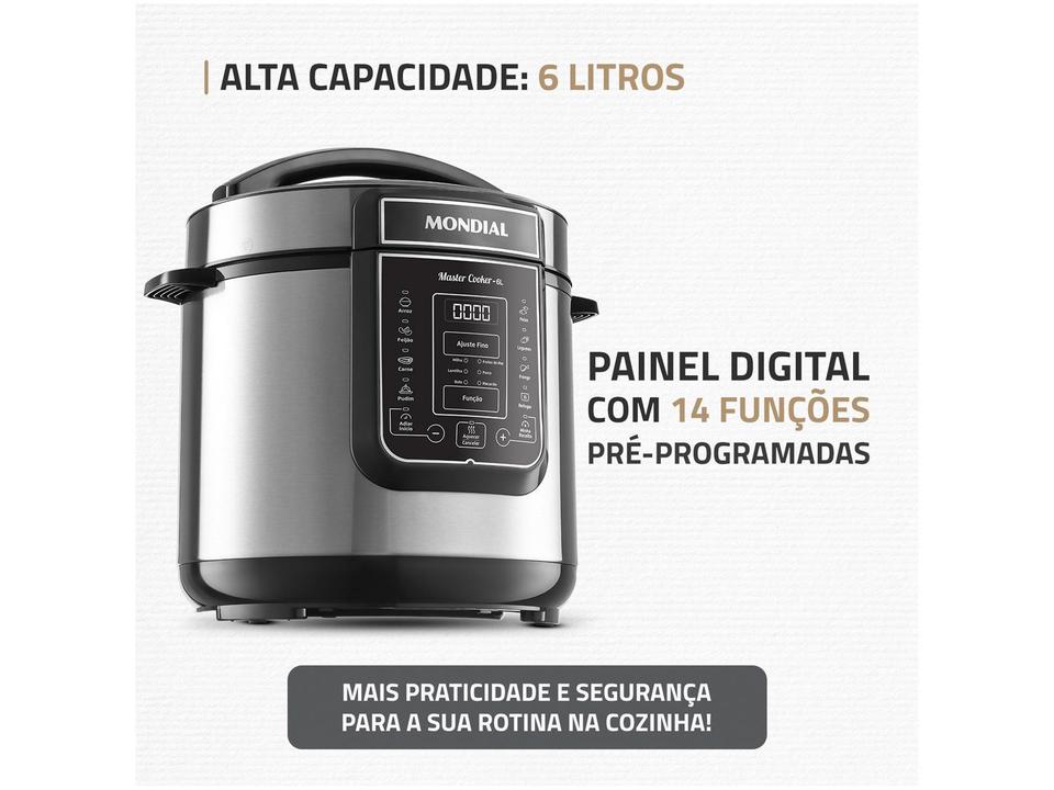 Panela de Pressão Elétrica 6L Mondial Digital Master Cooker PE-60-6L-I - 3