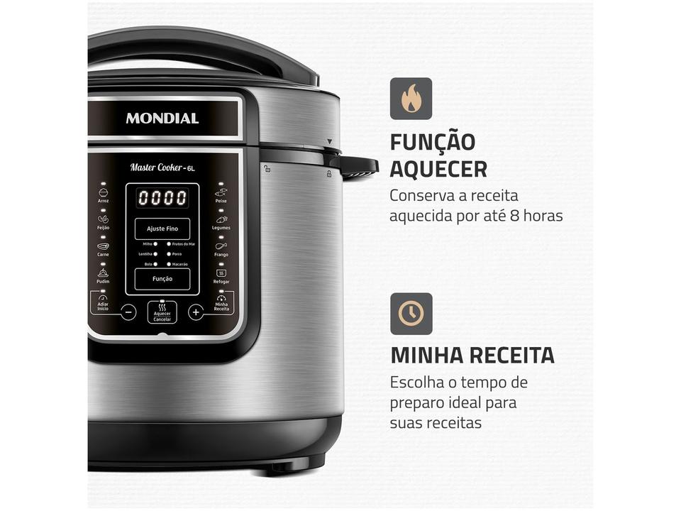 Panela de Pressão Elétrica 6L Mondial Digital Master Cooker PE-60-6L-I - 5