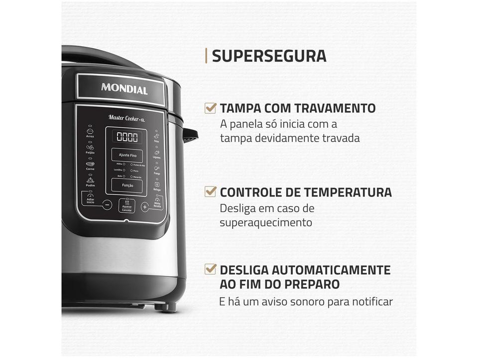 Panela de Pressão Elétrica 6L Mondial Digital Master Cooker PE-60-6L-I - 5