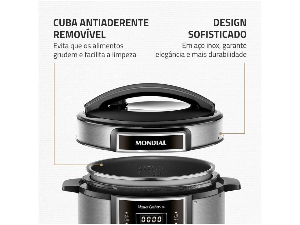 Panela de Pressão Elétrica 6L Mondial Digital Master Cooker PE-60-6L-I - 8