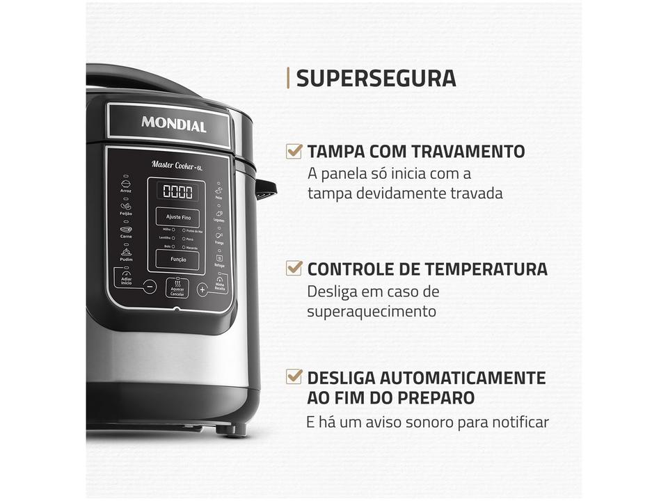 Panela de Pressão Elétrica 6L Mondial Digital Master Cooker PE-60-6L-I - 3