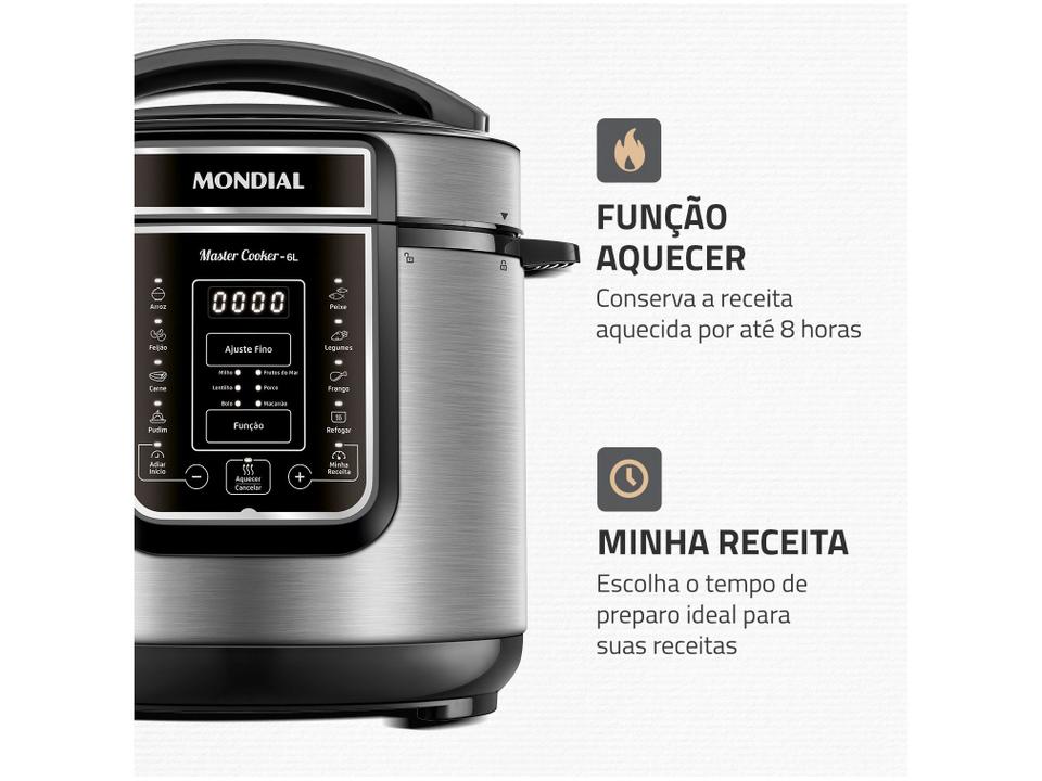 Panela de Pressão Elétrica 6L Mondial Digital Master Cooker PE-60-6L-I - 5