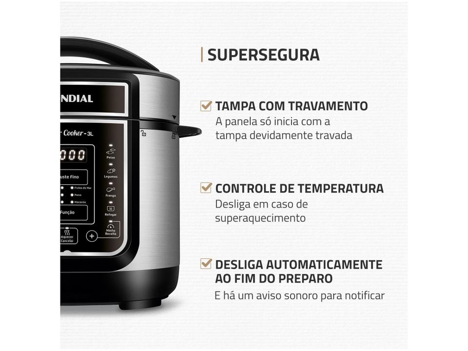 Panela de Pressão Elétrica Digital Mondial 3L - 4