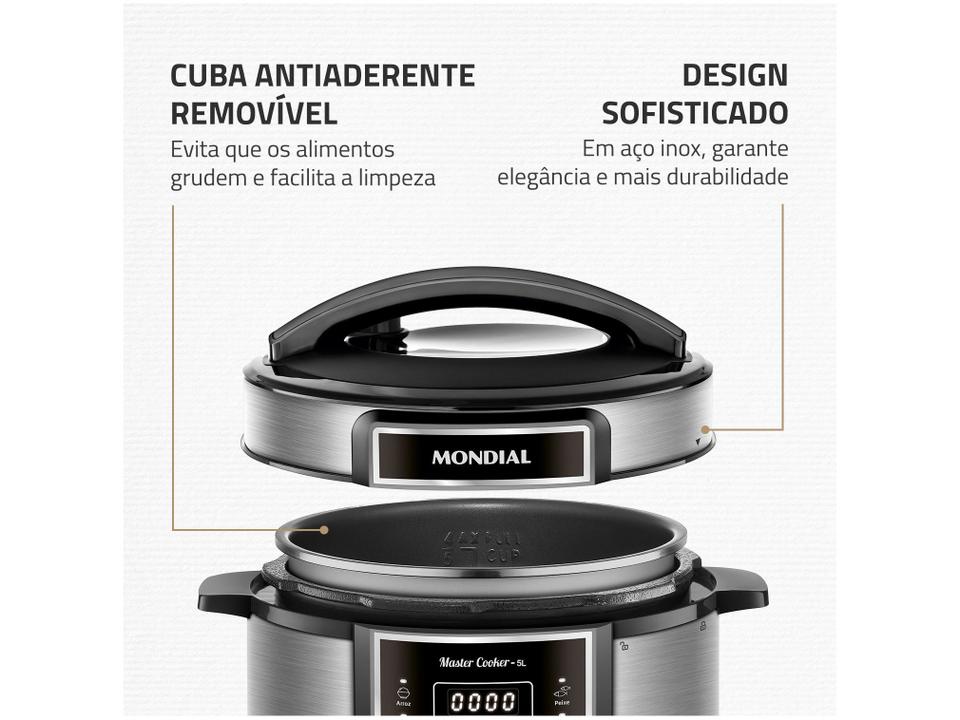Panela de Pressão Elétrica Digital Mondial 5L 900W Digital Master Cooker PE-38 - 7