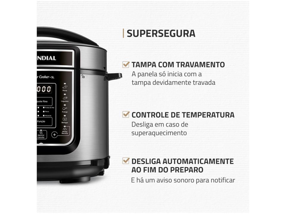 Panela de Pressão Elétrica Digital Mondial 5L 900W Digital Master Cooker PE-38 - 4