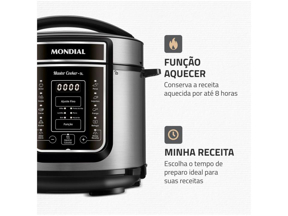 Panela de Pressão Elétrica Digital Mondial 5L 900W Digital Master Cooker PE-38 - 6