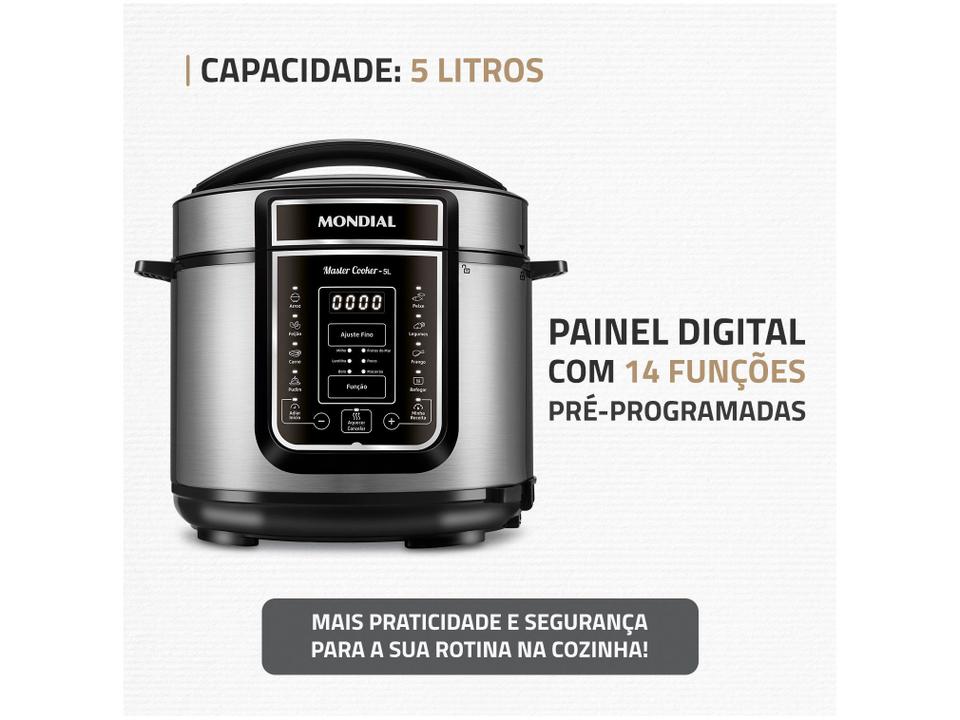 Panela de Pressão Elétrica Digital Mondial 5L 900W Digital Master Cooker PE-38 - 2