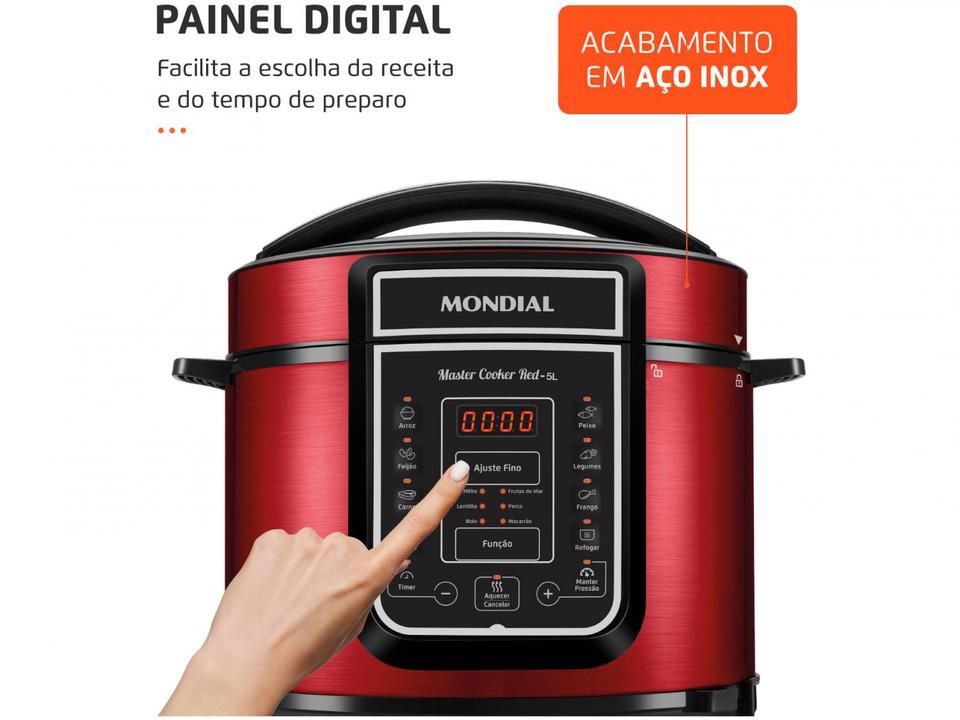 Panela de Pressão Elétrica Digital Mondial - Master Cooker Red PE-39 900W 5L Timer - 4