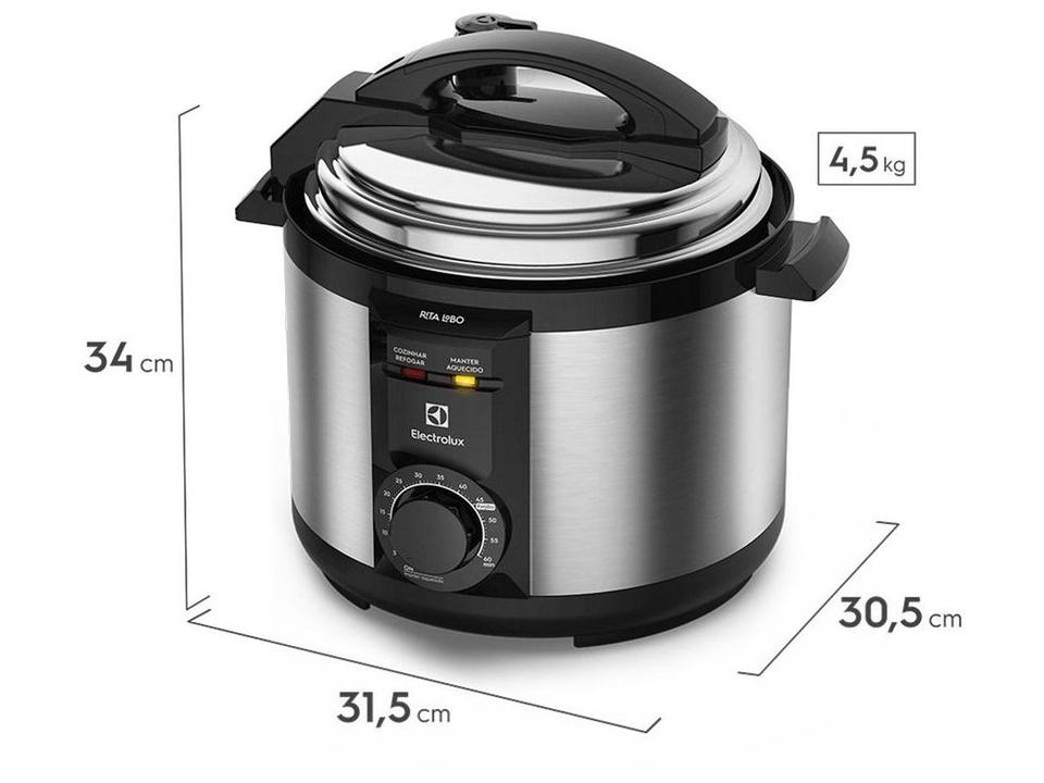 Panela de Pressão Elétrica Electrolux PCE20 900W 5L Timer Controle de TemperaturaPanela de Pressão Elétrica 5L Elec - 2
