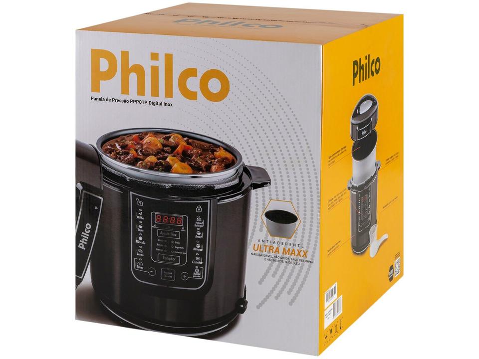 Panela de Pressão Elétrica Philco Digital PPPP01 1000W 6L Timer Controle de Temperatura Preto - 12