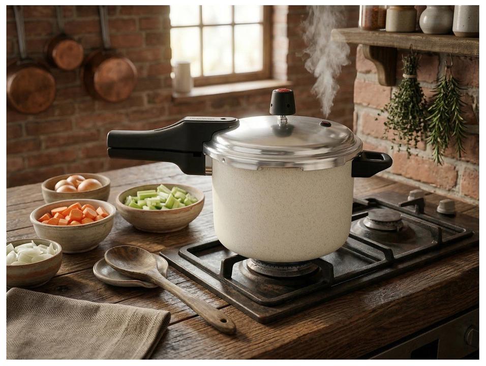 Panela de Pressão Multiflon 4,5L Antiaderente Bege Petra - 2