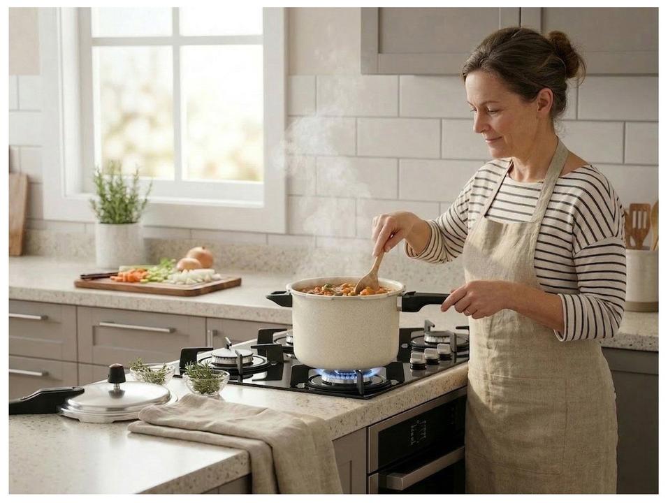 Panela de Pressão Multiflon 4,5L Antiaderente Bege Petra - 1