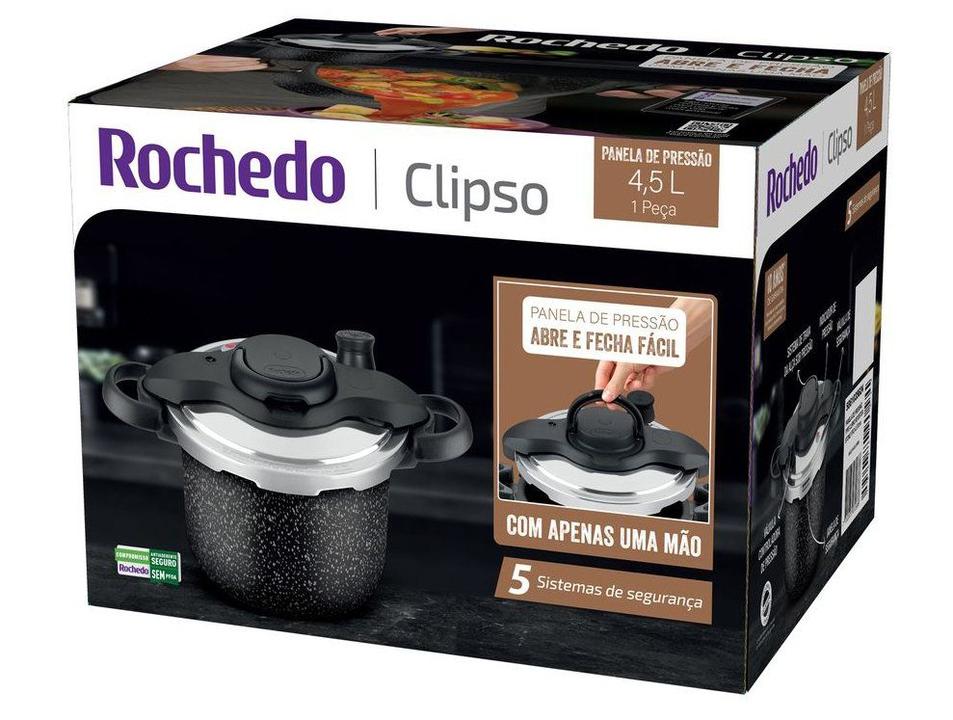 Panela de Pressão Rochedo 4,5L Antiaderente Preto e Cinza Stone Pro Clipso - 11