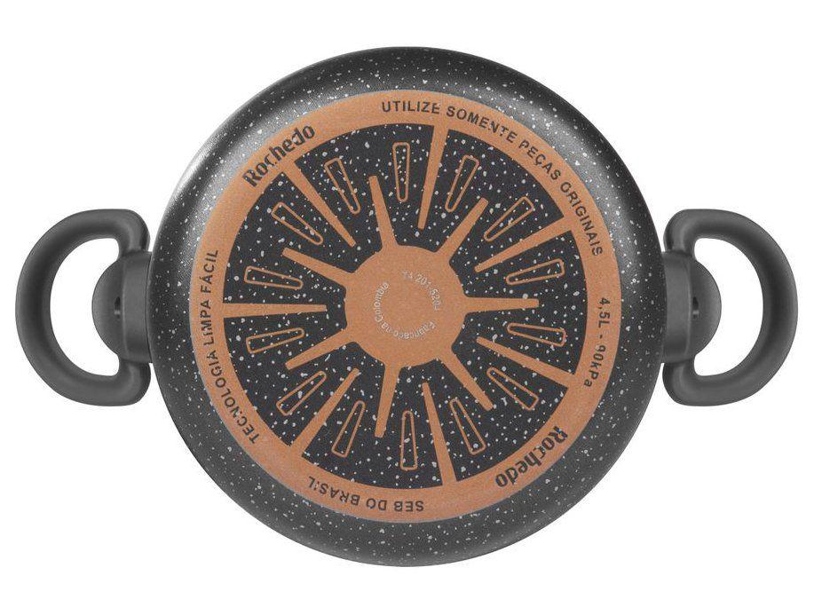 Panela de Pressão Rochedo 4,5L Antiaderente Preto e Cinza Stone Pro Clipso - 9