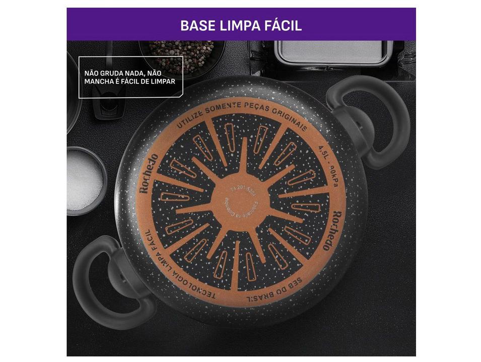 Panela de Pressão Rochedo 4,5L Antiaderente Preto e Cinza Stone Pro Clipso - 6