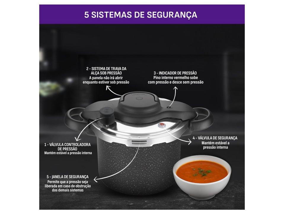 Panela de Pressão Rochedo 4,5L Antiaderente Preto e Cinza Stone Pro Clipso - 1
