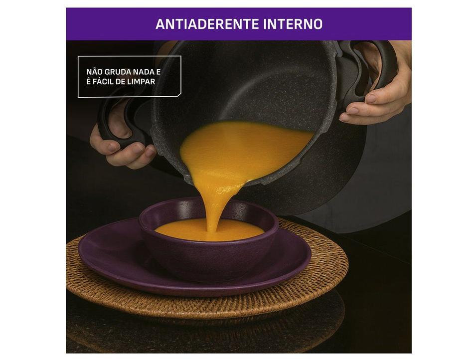 Panela de Pressão Rochedo 4,5L Antiaderente Preto e Cinza Stone Pro Clipso - 5