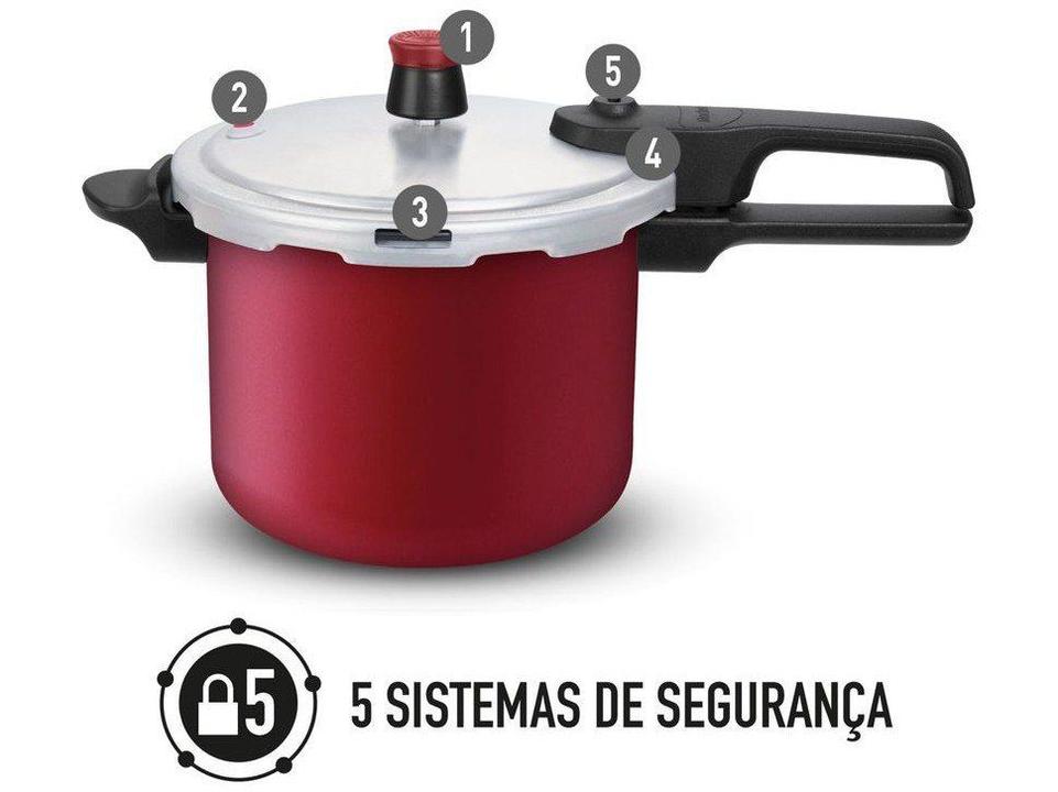 Panela de Pressão Rochedo 4,5L Vermelho Segura - 24