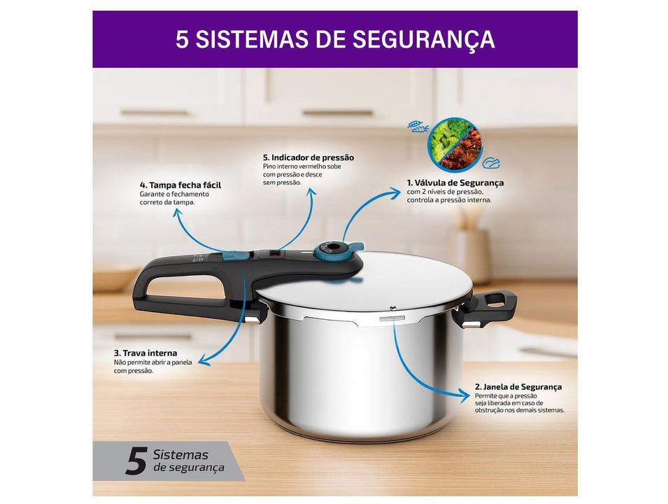 Panela de Pressão Rochedo 6L Inox Indução Trendy - 2