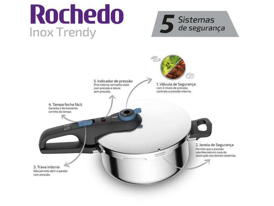 Panela de Pressão Rochedo Inox 4L Fechamento Externo Trendy - 2
