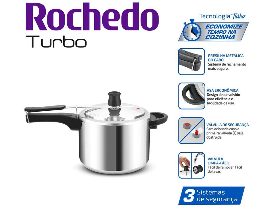 Panela de Pressão Rochedo Turbo Polida 4,5L - 3