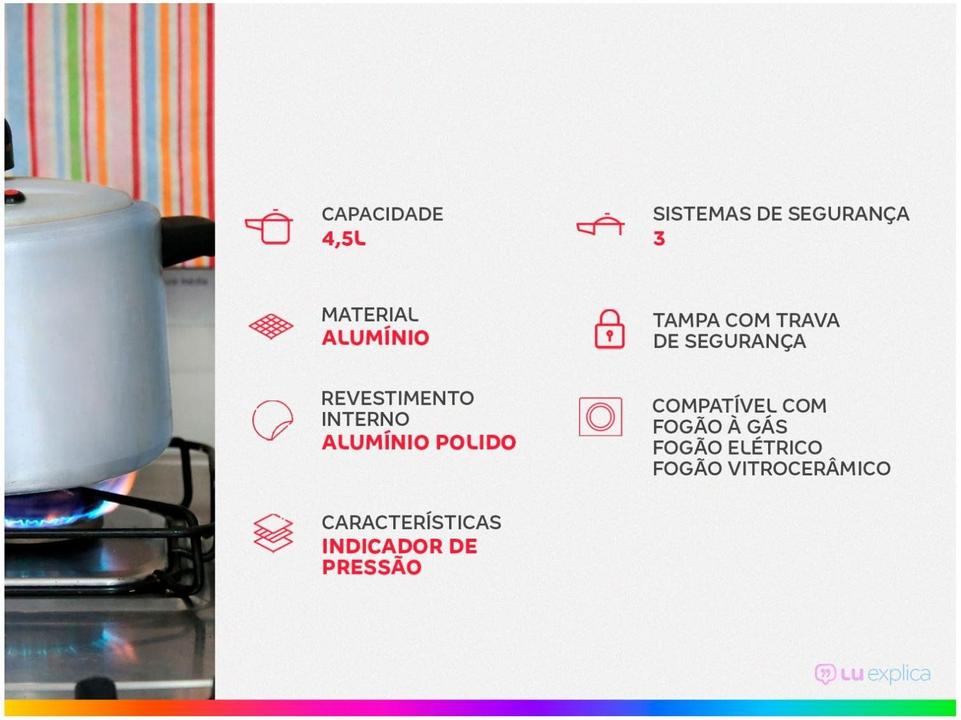 Panela de Pressão Rochedo Turbo Polida 4,5L - 1
