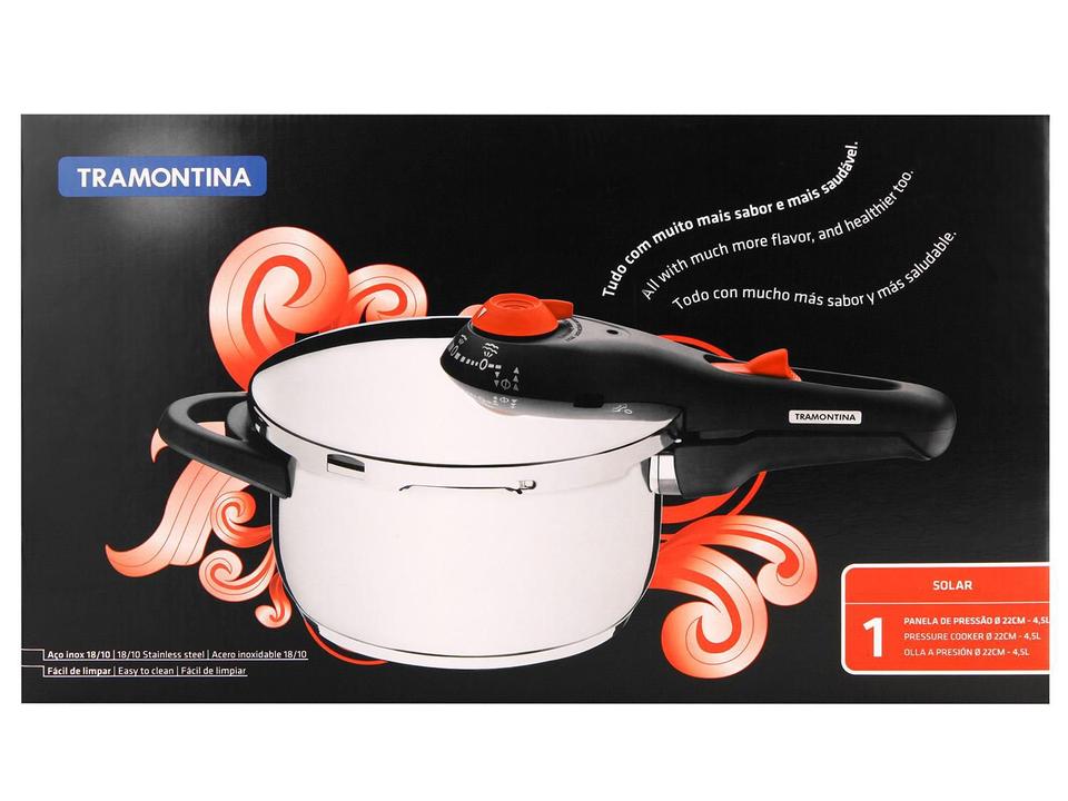 Panela de Pressão Tramontina Aço Inox Fundo Triplo 4,5L com 5 Dispositivos de Segurança Solar 62513223 - 17