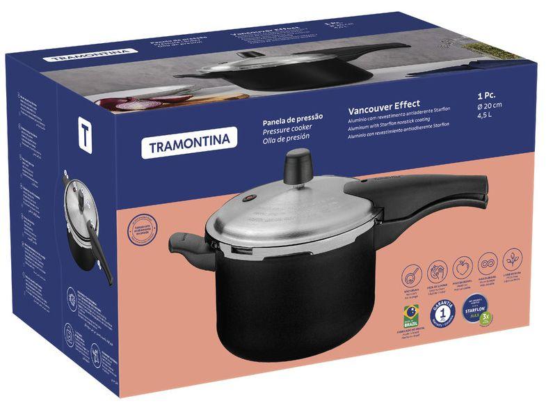 Panela de Pressão Tramontina Antiaderente 4,5L Preto e Prata Vancouver Effect - 11
