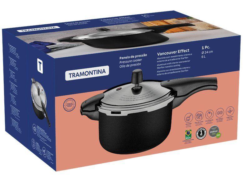 Panela de Pressão Tramontina Antiaderente 6L Preto e Prata Vancouver Effect - 14