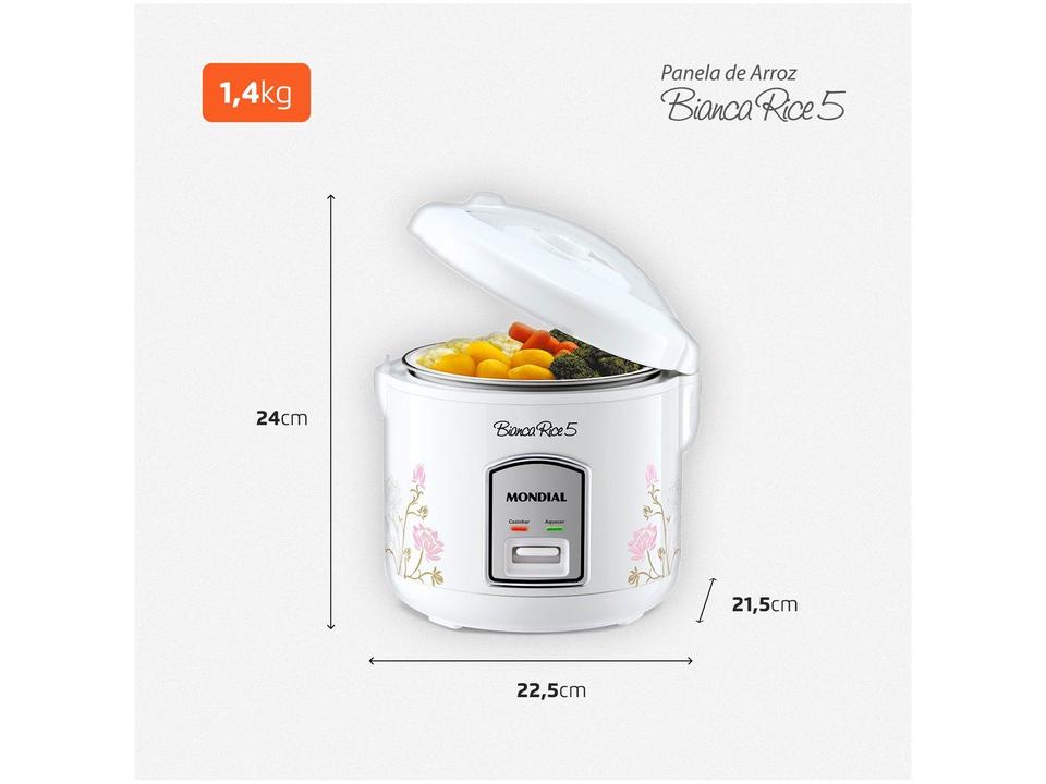 Panela Elétrica de Arroz Mondial Bianca Rice 5 NPE-05-5X 400W 5 Xícaras - 6