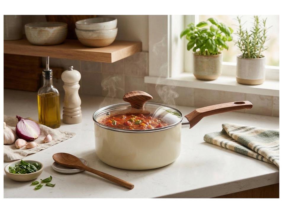 Panela Multiflon Antiaderente de Alumínio Bege 18cm 1,9L Capadócia - 1