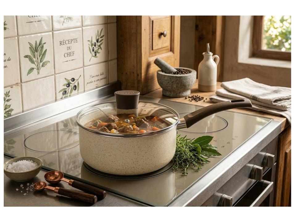 Panela Multiflon Antiaderente de Alumínio Bege 18cm 2L Ekó - 2