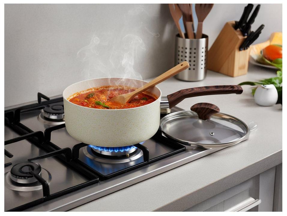 Panela Multiflon Antiaderente de Alumínio Bege 18cm 2L Petra - 2