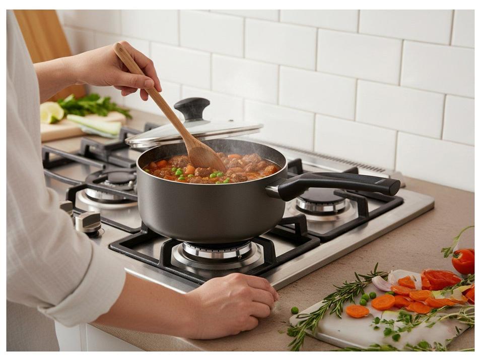 Panela Multiflon Antiaderente de Alumínio Grafite 18cm 2L Petra+ - 1