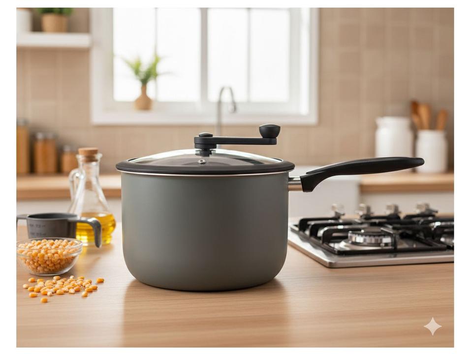 Panela Pipoqueira Brinox de Alumínio com Tampa de Vidro 5,5L 22cm Cinza Ceramic Life Pic Poc - 1