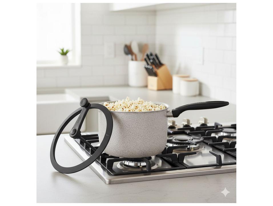 Panela Pipoqueira Brinox de Alumínio com Tampa de Vidro 5,5L 22cm Vanilla Ceramic Life Pic Poc - 1