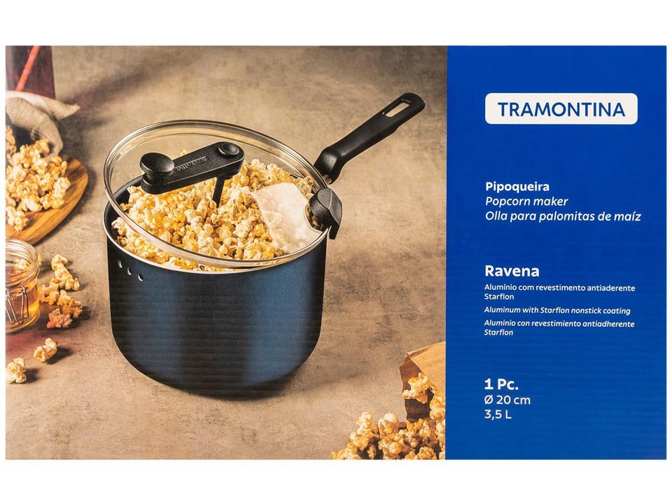 Panela Pipoqueira Tramontina Antiaderente de Alumínio 3,5L 20cm Azul Ravena - 9