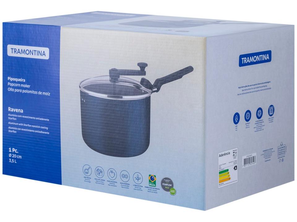 Panela Pipoqueira Tramontina Antiaderente de Alumínio 3,5L 20cm Azul Ravena - 8