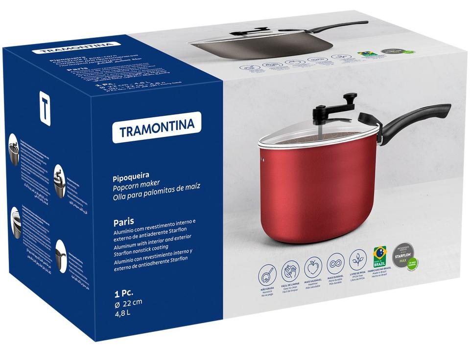 Panela Pipoqueira Tramontina Antiaderente de Alumínio 4,8L 22cm Chumbo Paris - 5