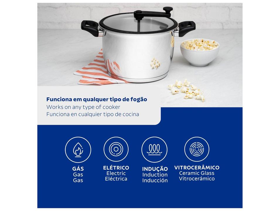 Panela Pipoqueira Tramontina Inox com Tampa de Vidro 5,6L 22cm Allegra - 4