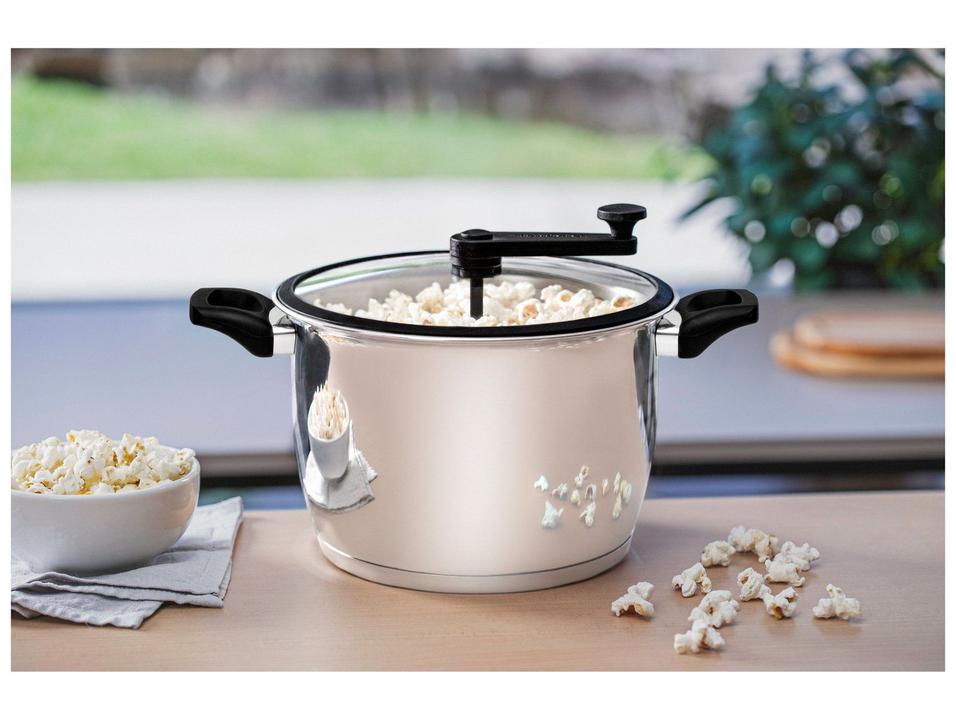 Panela Pipoqueira Tramontina Inox com Tampa de Vidro 5,6L 22cm Allegra - 1