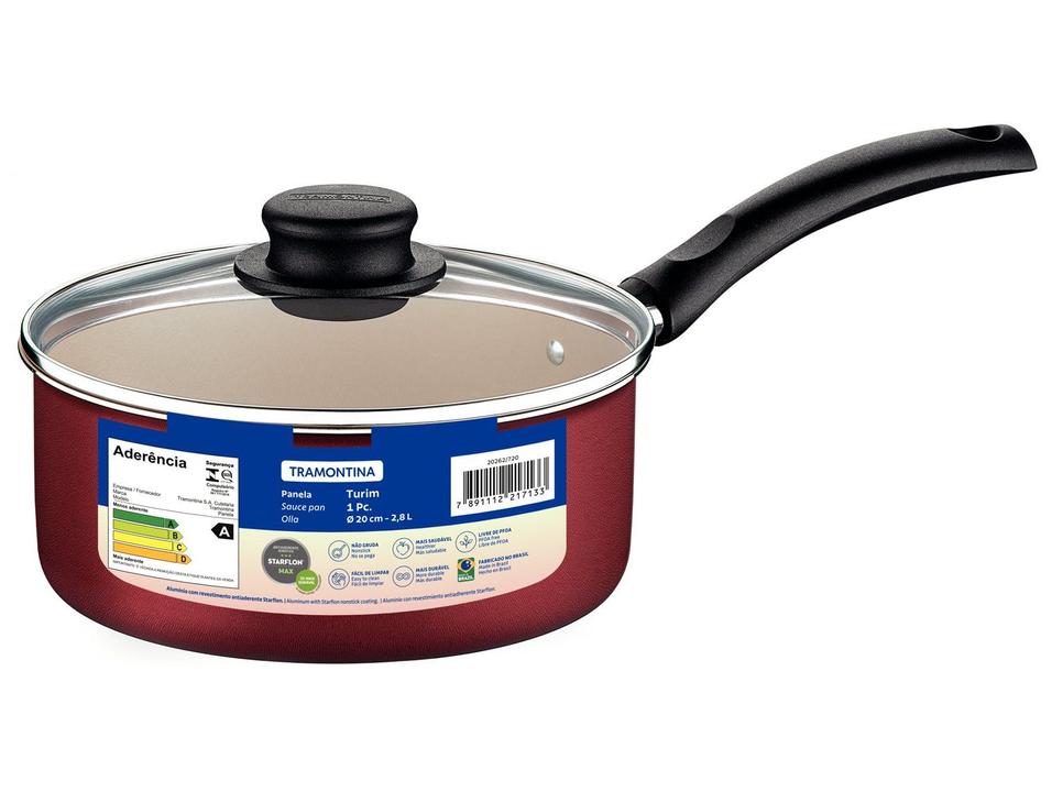 Panela Tramontina Antiaderente de Alumínio Vermelho 20cm 2,8L Turim - 4