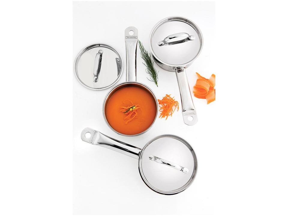 Panela Tramontina Inox 1,1L 14cm  com Tampa - 1
