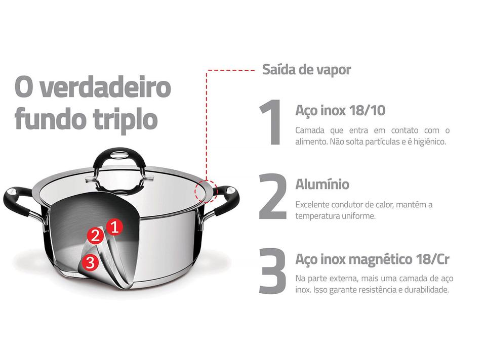 Panela Tramontina Inox 1,1L 14cm  com Tampa - 3