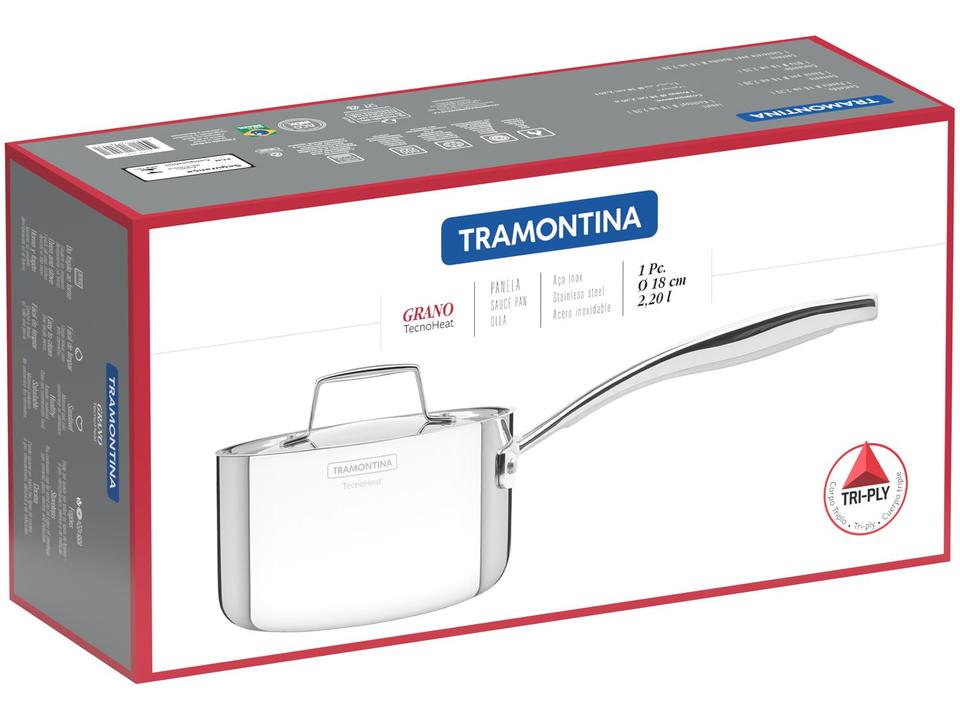 Panela Tramontina Inox Fundo Triplo 18cm 2,2L Grano - 2