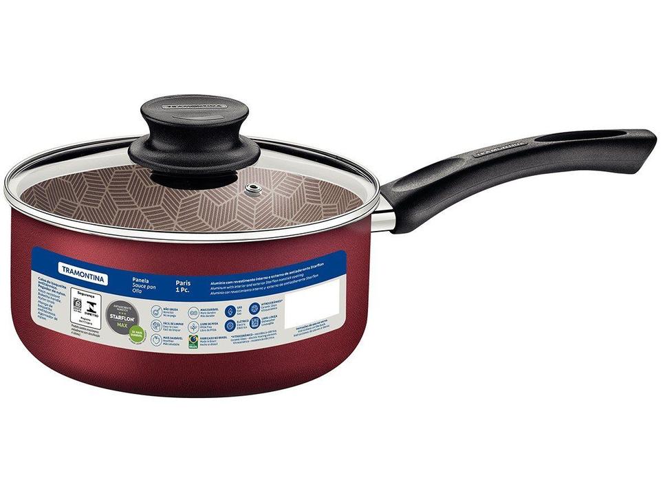 Panela Tramontina Paris Antiaderente de Alumínio Vermelho 16cm - 4