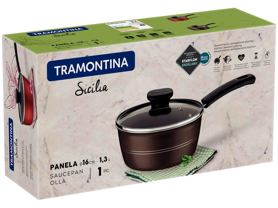 Panela Tramontina Sicília Antiaderente de Alumínio Avelã 16cm - 2