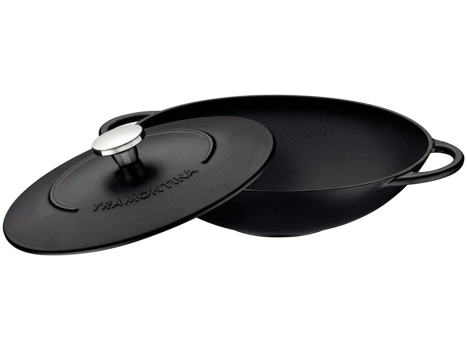 Panela Wok Antiaderente de Ferro Tramontina Trento 32cm Preto - 2