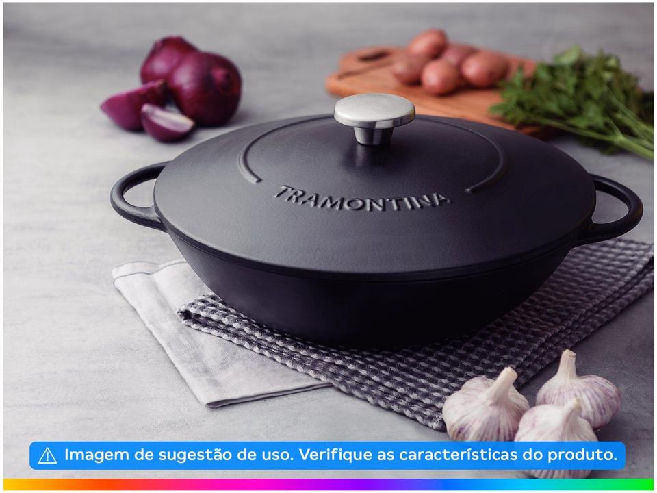 Panela Wok Antiaderente de Ferro Tramontina Trento 32cm Preto - 1